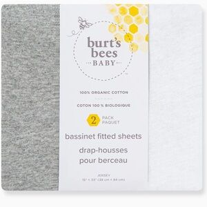 Burt’s Bees Solid 100% Organic Cotton BEESNUG Fitted Bassinet Sheet 2 Pack